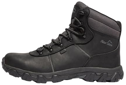 Peter Storm Men’s Caldbeck Walking Boot with High Traction Rubber Sole & Ankle Support, Durable Leather Upper (Black, UK Footwear Size System, Adult, Men, Numeric, Medium, 8)