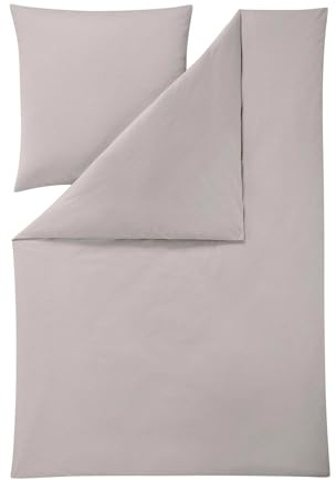 ESTELLA Mako Interlock Jersey Bettwäsche Uni Takoma Silber, 1 Bettbezug 155 x 200 cm + 1 Kissenbezug 80 x 80 cm