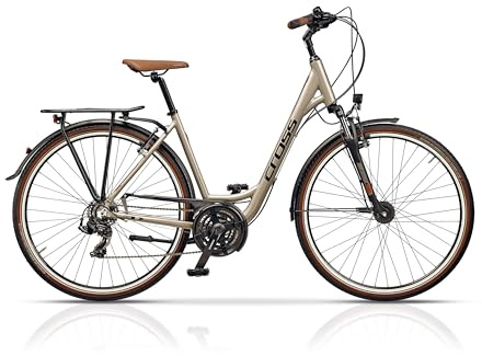 Airtracks 28 Zoll Damen Trekking Fahrrad Area Lady Low Step Trekkingrad 21 x Gang Shimano RD- TY500 SGS Beige - Rahmenhöhen 46cm 50cm 54cm - (46cm (Körpergröße 155-165cm))