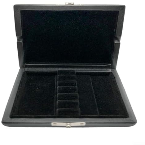 DAZZLEEX Caja de cañas de fagot, funda de piel sintética, color negro, caja de contenedor de cañas de fagot con ranuras de repuesto para 6 lengüetas
