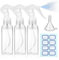 3 Stück Sprühflasche, 100ml Kleine Sprühflaschen zum Befüllen Transparente Leer Feinen Nebel Sprühflasche mit Etiketten Trichtern Reise Zerstäuber für Flüssigkeit Kosmetik Reinigung Körperpflege