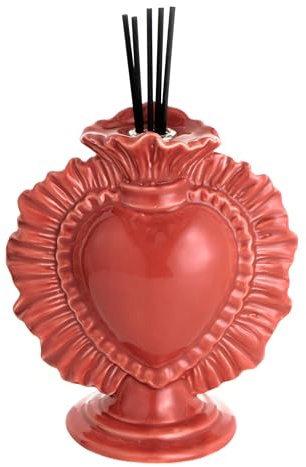 Baroni Home Diffusore per Ambienti, Profumatore con bastoncini in Ceramica, (Ex Voto Rosso)