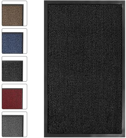 SG Traders Washable Door Mats - Non-Slip Rubber Backed Doormats Indoor & Outdoor - Highly Absorbent Door Mats, Floor Mat, Kitchen Mat, Perfect Dust Grabbing Doormats Dirt Trapper (60x80cm-Anthracite)