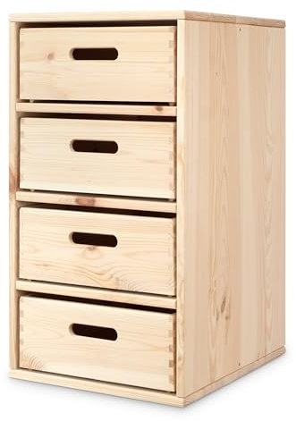 Ehrenkind® Regal für Kinderzimmer – Praktisches Aufbewahrungssystem aus Kiefer für Spielzeug und Ordnung | 4 Fächer |Groß (630 mm)
