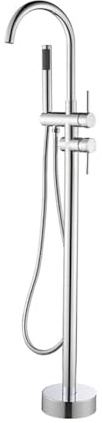SdaryWare Mitigeur de Baignoire-Douche autoportant chromé à poignée Unique, Rotation à 360°, robinets de Baignoire sur Pied, Robinet de Baignoire autoportant, chromé(Chrome)