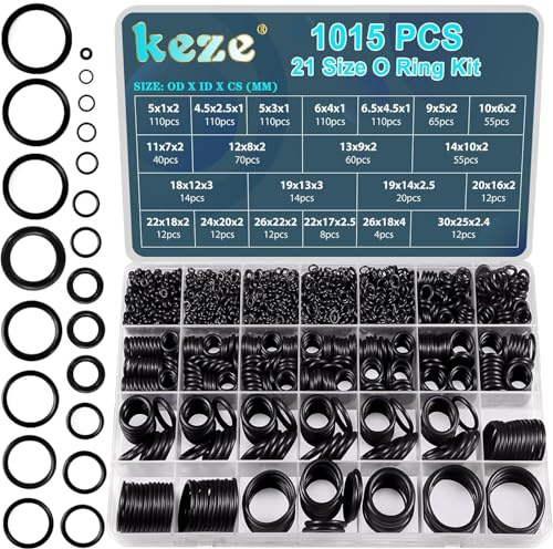 KEZE 1015 pièces, assortiment de joints toriques en caoutchouc de taille 21 pour la réparation des raccords de robinets de plomberie de nettoyeurs haute pression