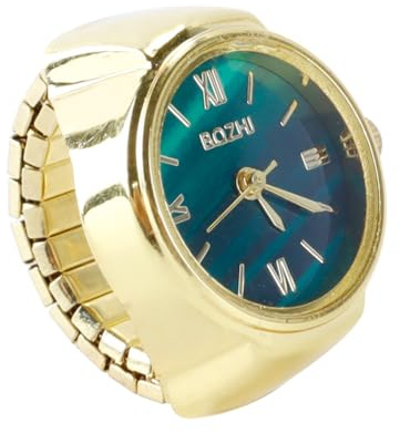 Enwye Herr Dam Fingerklockor Elastiska Klockringar Grön Urtavla Quartz Ringklockor Guld