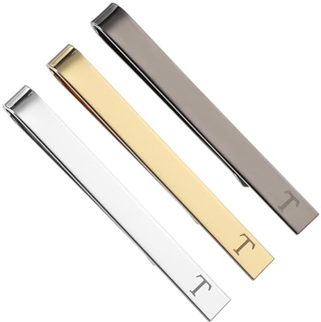 PATIKIL 3 Alfileres De Corbata Pinzas Para Corbata Plata/Dorado/Negro | Conjunto De, Clip De Corbata, Acero Inoxidable, Para Hombre, Letra T, Con Caja, Para Bodas Día Del Padre, Para Hombre