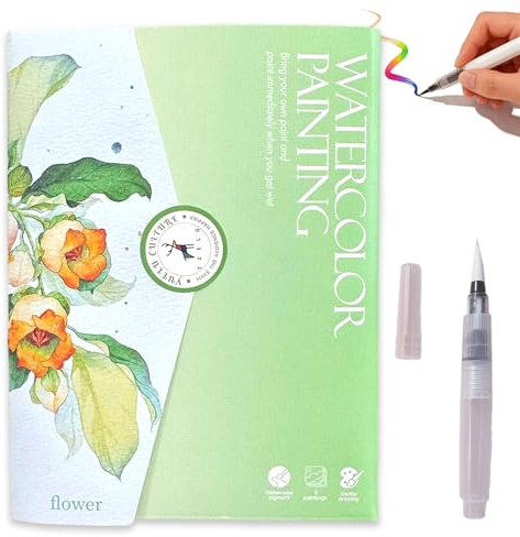 Cahier Aquarelle a Peindre, NANASUGUR Livres de Coloration Kit de Peinture Aquarelle Livre de Coloriage avec Peintures Livre de Coloriage Adulte