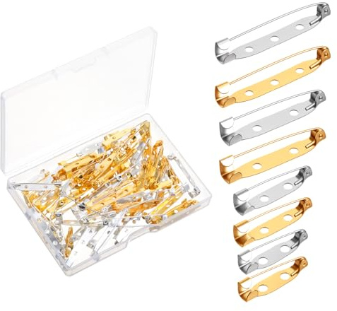 80 Stück Broschennadeln, 4 Größen Anstecker Pin Sicherheitsnadeln Anstecker Pin Metall Pins Sichere Verschlussspange für Schmuck Und Handarbeiten Broschennadel Sicherheitsnadel (Silber & Gold)