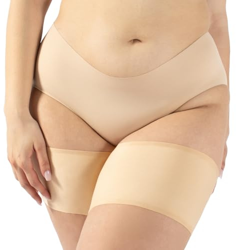 CALZITALY Bandas Antirozaduras Lisas, Previene Rozaduras, Bandas Elásticas Muslos, Curvy, | Negro, Natural | Made in Italy (A: 53-56 cm, Natural)