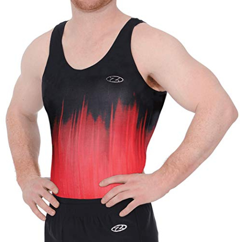 the zone Round neck, sleeveless Ignite gymnastics unitard/biketard Z527IGN (26 (5-6 Years), Black/Red)