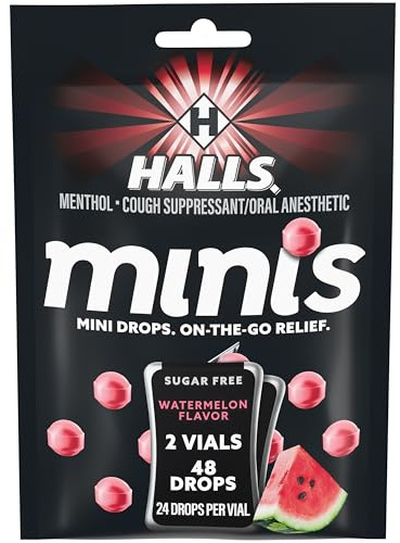 Halls Minis Watermelon Flavor Sugar Free Cough Drops, 48 Drops