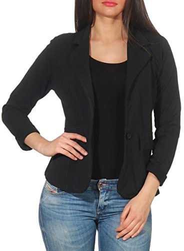 Malito Donna Classico Blazer Basic-Look Jersey Giacca 1654 (Nero, XXL)