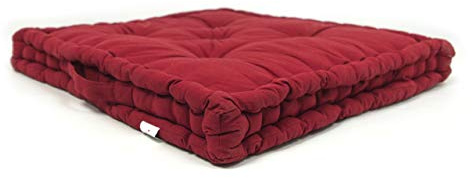 BIANCHERIAWEB Cuscino Pavimento in Cotone Tinta Unita Ideale per Divani Pallet Bancale 60x60 60x60 Bordeaux