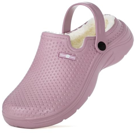 Zoccoli Donna Invernali Uomo Pantofole Impermeabile Sabot Scarpa Giardino Pelliccia Ciabatte Imbottite e Calde Pantofole da Giardino Antiscivolo Ciabatte Viola-A 42EU