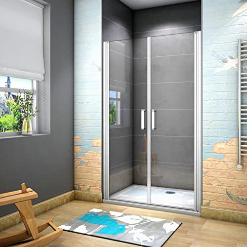 185 cm Box doccia per Nicchia Porta Battente 2 Ante Saloon Vetro Temperato 5 mm Trasparente Profilo in Alluminio Processo di Elettroforesi 85 cm