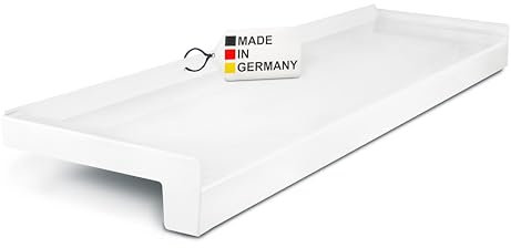 TJ Fensterbank Außen I 70 mm x 1000 mm I Weiß RAL 9016 I hochwertiges Aluminium Fensterbrett mit Seitenabschluss I pflegeleichter & langlebiger Alu Fenstersims I pulverbeschichtete Außenfensterbank