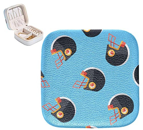 Schmuck-Organizer-Box, PU-Leder, kleines Schmucketui, American Football Helm, flache Ikone