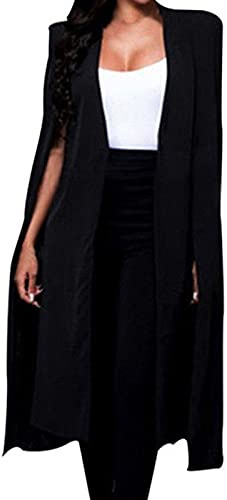Bolero Femme Festive Noir : Veste à épaules pour femme Élégante Cape Blazer Sans manches Avec manches fendues Cape Avant Ouvert Cardigan Léger Veste d'été Costume Business Veste Vintage
