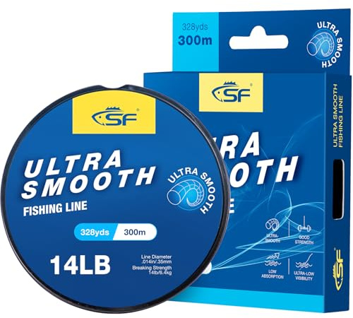 SF Ultra Liscio Lenza Monofilamento con Rocchetto Mono Linea di Nylon Trasparente 4 libbre/1,8 kg 330 yds 0,18 mm