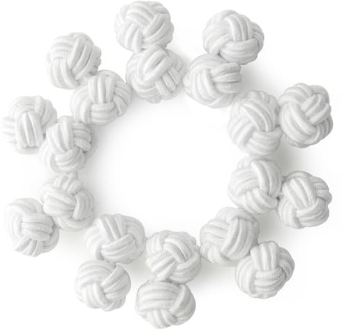 HONEY BEAR 5 Paia Seta Tessuto Nodo Gemelli Set per Uomo Donna Camicia Abito Accessori Decorazione（Bianco senza scatola）