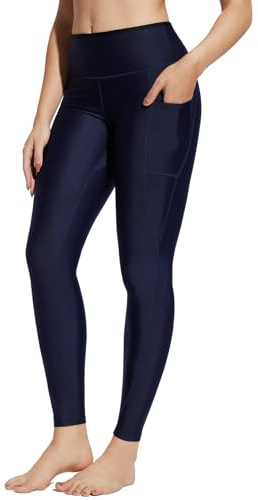 BALEAF Leggings da nuoto da donna, per nuoto, surf, imbarco, pantaloni lunghi UPF 50+, Marina Militare, L