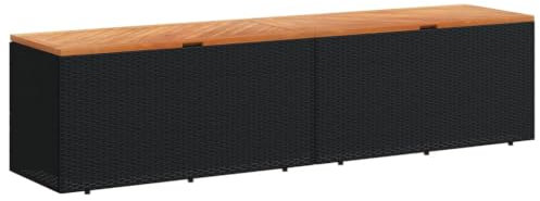 vidaXL Caja de Almacenaje de Jardín, Cofre de Almacenaje, Asiento Banco Exterior, Baúl para Juguetes Patio, Madera Acacia Ratán Negro