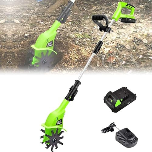 JSY Escarificadores Cultivador de jardín, cultivador Manual inalámbrico eléctrico, con batería de Litio Recargable de 4000 mAh y Cargador Cultivadores rotativos, Jardines, Campos