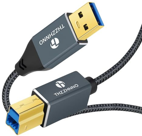 Thzzhnno Cable USB A a USB B de 3M, 5Gbps USB 3.0 Tipo A a Tipo B Cable de Impresora Compatible con Estación de Acoplamiento/Controladores duros Externos/Escáner