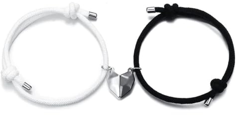 AFCJLTO 2pcs Pulseras Magnéticas Hombre Mujer, Imán Alma Gemela, Pulseras Parejas, Amor Imán Trenzado a Mano Cuerda Brazaletes, Par Ajustable, Aniversarios, San Valentín y Navidad