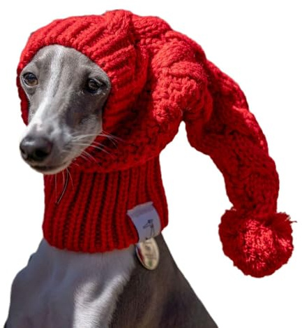 Cappello Invernale in Maglia per Cani, per Levriero Italiano E Whippet, Caldo Cappello per Animali Domestici, Cappelli per Cani di Taglia Media, Morbido Ed Elastico, Animali Scaldacollo(Red,S)
