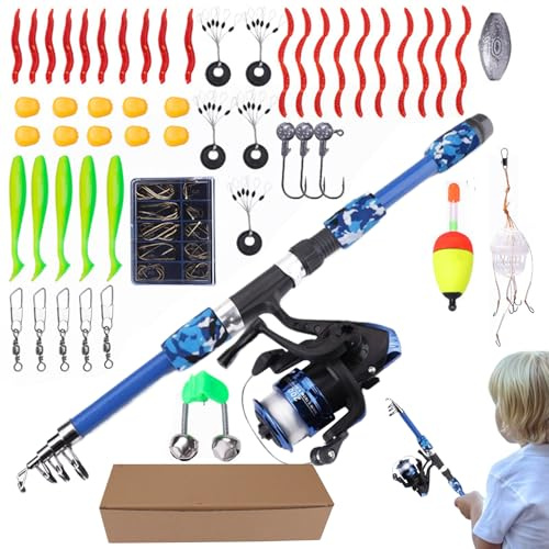 Set De Pêche Enfant, Kit Canne Et Moulinet, Set De Canne À Pêche pour Tout-Petits, pour Garçons Filles Extérieur Été Camping Plage Sorties Parc Jardin Famille Eau Douce Eau Salée Lac Rivière