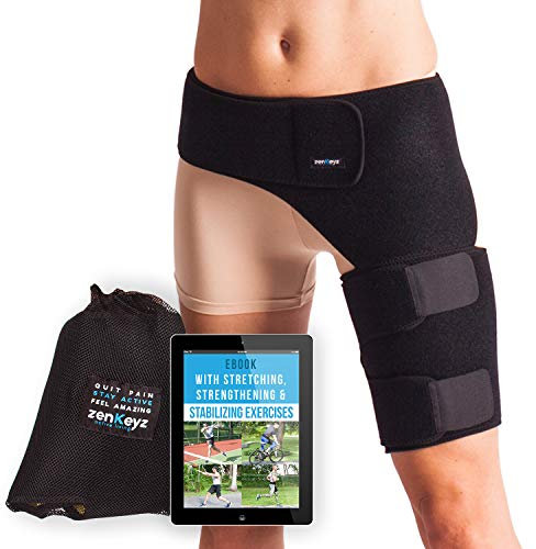 Zenkeyz Tiefschutz Unterstützung und Hip Korsett für Damen und Herren – Kompressionsbandage für Oberschenkel Quad Achillessehne Gelenke Ischias Nerve Schmerzlinderung Riemen