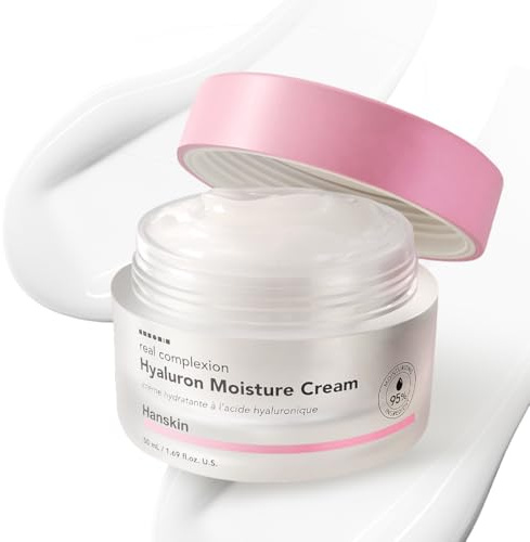 Hanskin Real Complexion Hyaluronic Moisture Cream,Hyaluronic Acid Moisturizer with Niacinamide Vitamin E Moisturizing Lotion for Sensitive and Dry Skin Korean Skincare 1.69 fl.oz.