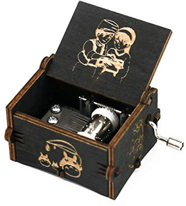 Castle in the Sky Boîte à musique en bois sculpté à la main Noir