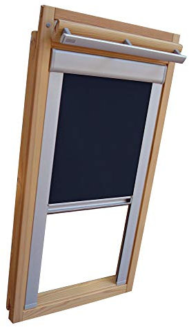 Verdunkelungsrollo THERMO Alu-Rückseite für VELUX Dachfenster TYP GGL/GPL/GGU/GPU - FK06 - Farbe Blau - mit Aluminium Seitenschienen - KLICK Montage