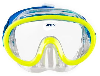 Mares Junior Jelly Mask - Single Lens Clear Vision Adjustable Silicone Dive Mask for Scuba Diving, Freediving, Snorkeling, Lime Blue