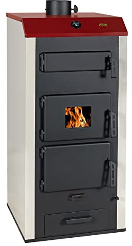 Prity Holzkessel NS32 - Holz Kamin - Freistehend - Klassisch - Entlüftungsfrei - Schwarz - Glas - 1,9 m² - 183 kg - 105,564 BTUs