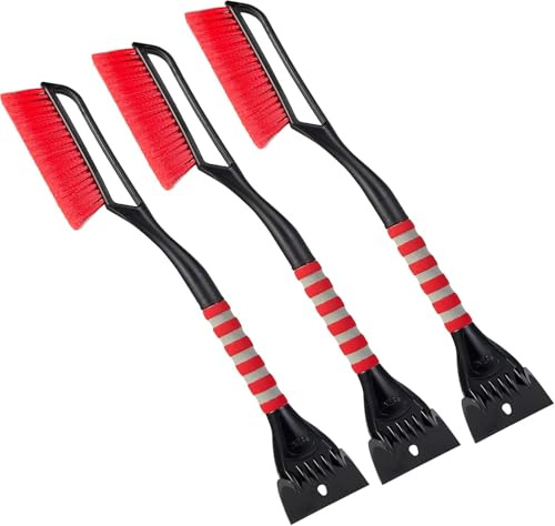 FOVAL 27 Ice Scraper Snow Brush (3 Pack), Wider Ice Scraper(4.73 Width) Snow Removal Car Brush with Comfortable Foam Grip for Cars, Trucks, SUVs, Windshield, Window - Winter Tool