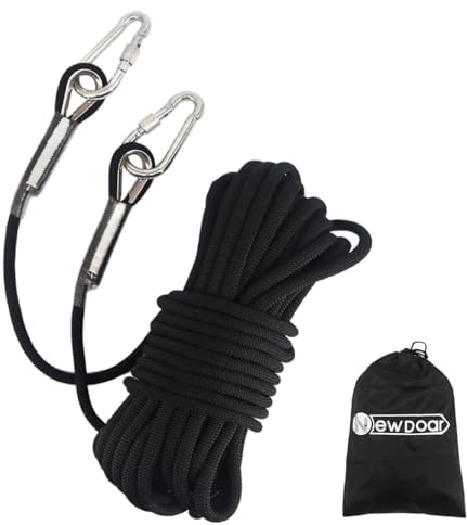 NewDoar 12KN/23KN Corda da Arrampicata Statica 10mm(3/8in) Attrezzatura per Cavo Accessori 10M, 20M,=30M Corda di Fuga Attrezzatura per Arrampicata su Ghiaccio Corda di Soccorso antincendio-Black/30M