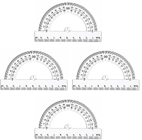 4 Piezas Transportador de 180°, Transportador Semicircular Plástico, Herramienta de Geometría Matemátican para Material Oficina Escolar