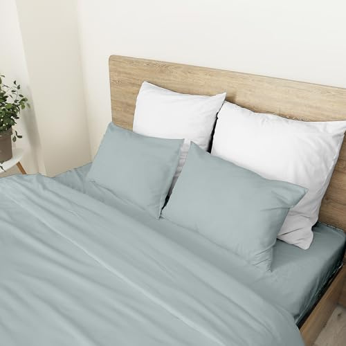 Ruggeri - Set 4 pezzi Completo Letto Matrimoniale - 100% Puro Cotone - Made In Italy - Collezione Let's Color! (Grigio, Matrimoniale)