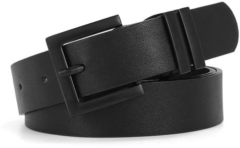 SANSTHS Women's Leather Belt for Jeans Pants Dresses Fashion Ladies Belt Black Waist Belt for Women,Black,S