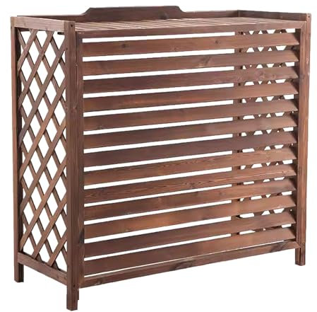 Cubre Aire Acondicionado Exterior Al Aire Libre Funda Aire Acondicionado Exterior Para Ocultar El Aire Acondicionado, Tablero De Madera Engrosada Planta Decorativa Pantalla Radiador Cubre Estante(Smal