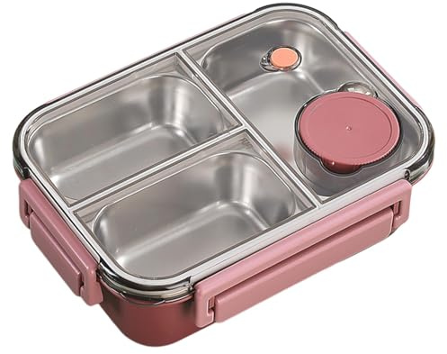 Rurunklee Stainless Steel Bent-o Box/Lunch Box - 3 Compartment Metal Lunch Containers, for Kids & Adults
