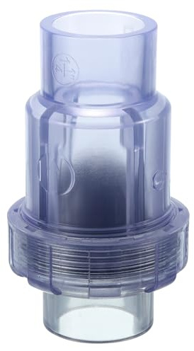 QUARKZMAN UPVC backventil, 40 mm ID enstaka fackverk backventil lämplig för 1 1/4 tum OD rör DN32 slip Swing backflödesförebyggande, transparent