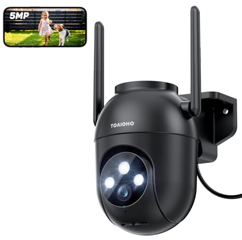 5MP Überwachungskamera Aussen: Kamera Überwachung Aussen 2,4/5Ghz WiFi IP Kamera Outdoor Kabel 360°PTZ Videoüberwachung Aussen Camera Dome Homekit mit 24/7 Videoaufzeichnung Automatischer Verfolgung