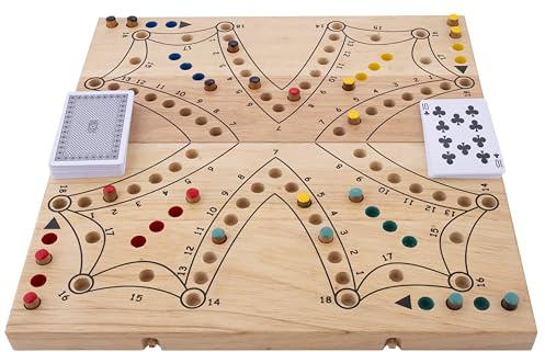 Jeu Du Tock En Bois XL 4 Joueurs - Plateau Pliable Hevea 35,5 X 36 Cm