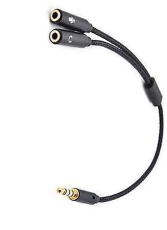 RWAJZAX Headphone Microphone Splitter 3.5mm 2 Female To 1 Male Microphone Splitter Extension Cable Headsets Adapter Cable Braided For Laptop Gaming Headsets Y